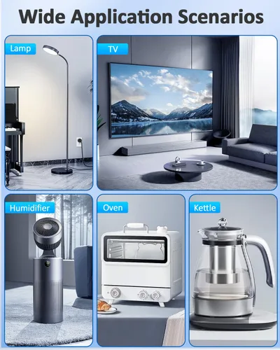 Vista 8 de Enchufe de salida de control remoto, 15A/1500W, Kit de interruptores de luz remotos con rango RF de 500 pies, sin necesidad de cableado Enchufe