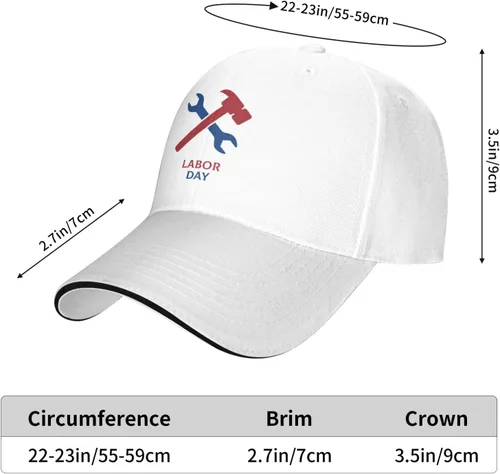 Vista 6 de Anragon Feliz Día del Trabajo Sombrero Divertido Gorra de Béisbol Mujeres Hombres Ajustable Poliéster Sombreros, Blanco