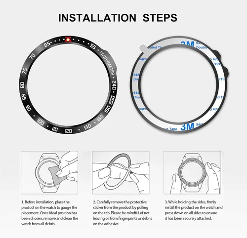 Vista 4 de Estilo de bisel compatible con Garmin Fenix 6/6 Pro Anillo de bisel de acero inoxidable Cubierta adhesiva anti arañazos y protector de colisión