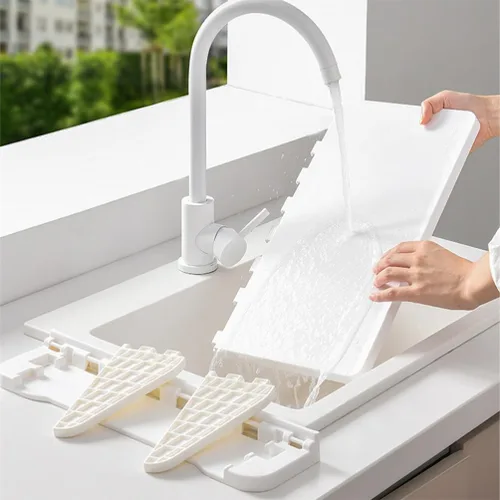 Vista 6 de Estante de uñas montado en la pared, estante para computadora portátil para escritorio, contenedor de jabón de mano, estante adhesivo, escritorio