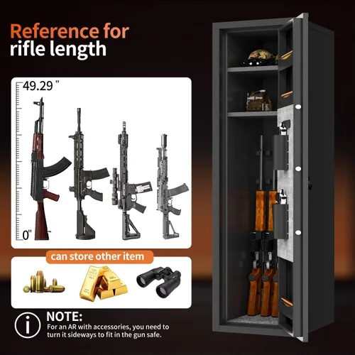 Vista 5 de Caja fuerte para armas 8-12 para rifles y pistolas, no requiere montaje, teclado digital grande seguro para armas, rifles seguros para el hogar