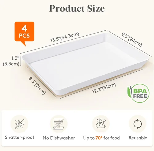 Vista 2 de Lifewit - 4 bandejas de servir para suministros de fiesta, plato de plástico reutilizable para servir alimentos para postres, aperitivos, frutas