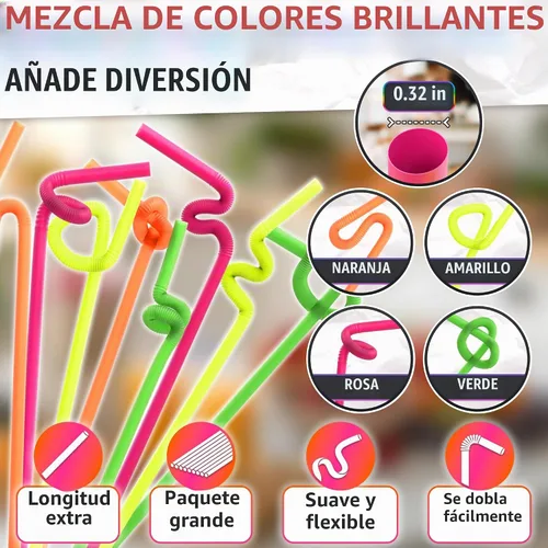 Vista 3 de Pajitas extra largas desechables, 200 popotes flexibles de plástico extralargos, elásticos de 17.1 a 19.5 pulgadas, flexibles para formas Varios