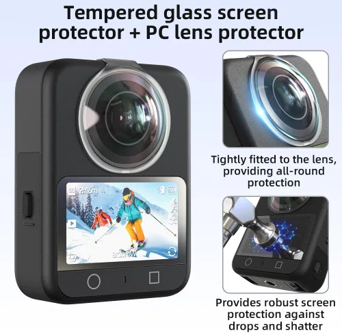 Vista 3 de 2 protectores de pantalla + protectores de lente de PC para DJI OSMO 360, cubierta de pantalla de vidrio templado Ultra HD 9H película protectora