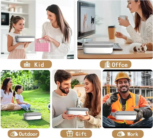 Vista 8 de Fiambera eléctrica portátil sin cables para hombres, fiambrera con calefacción, calentador de alimentos recargable con batería de 14000 mAh