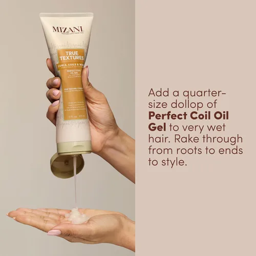 Vista 5 de Mizani True Textures Perfect Coil Oil Gel - Curly Hair Gel for Wash and Go Styles, with Olive & Coconut Oil, Anti Frizz, Silicone-Free, No Drying
