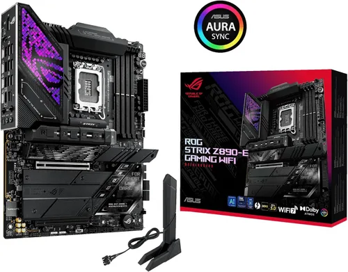 Vista 7 de ASUS ROG Strix Z890-E Gaming WiFi Intel® Z890 LGA 1851 ATX placa base, IA avanzada lista para PC, 18+2+1+2 etapas, DDR5, WiFi 7, 7X M.2