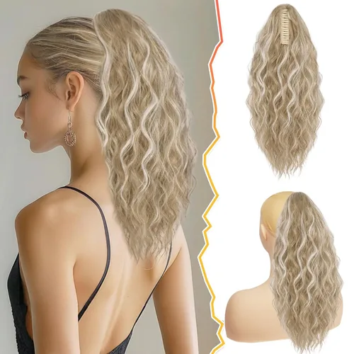 Vista 10 de BARSDAR Extensión de cola de caballo corta para mujer, extensiones de cabello sintético suave con clip de garra de 12 pulgadas, extensiones de cola