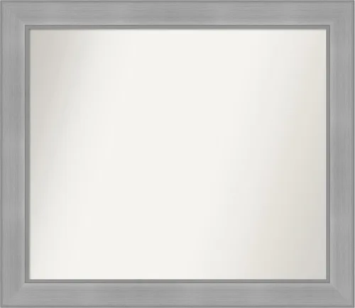 Vista 118 de Amanti Art Espejo de baño plateado para sobre el fregadero, 24 x 24 pulgadas, espejo cuadrado de peltre forjado a medida, marco de madera casual