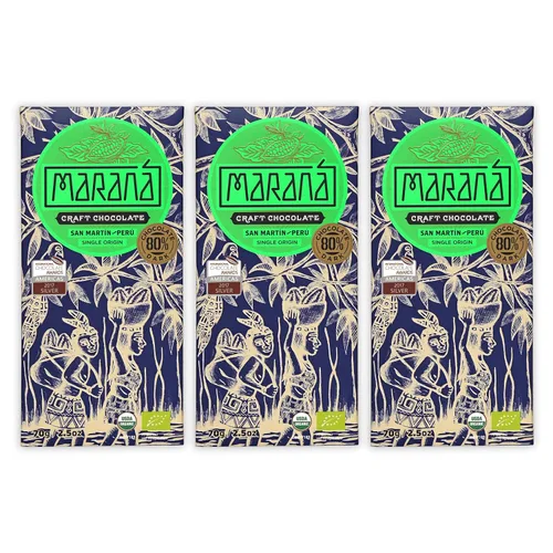 Vista 10 de Maraná Chocolate 70% Cacao Variedad Chocolate Negro Paquete de 3 – Chocolate peruano – Premium, grano a barra, de origen directo, hecho en origen
