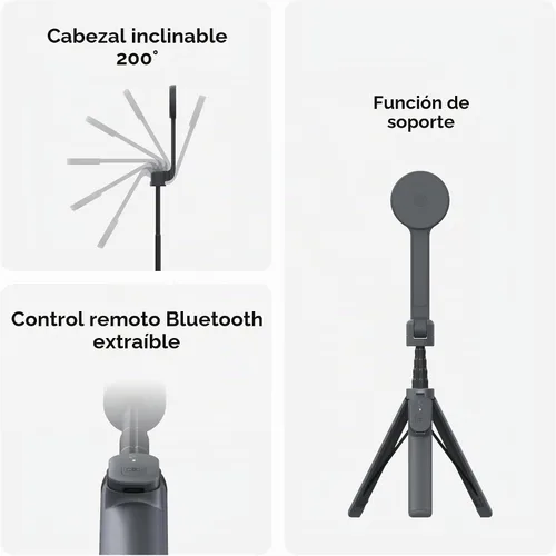 Vista 4 de ShiftCam SnapStand Max - Palo magnético para selfie y trípode - Compacto, plegable y extensible con cabeza inclinable y control remoto magnético