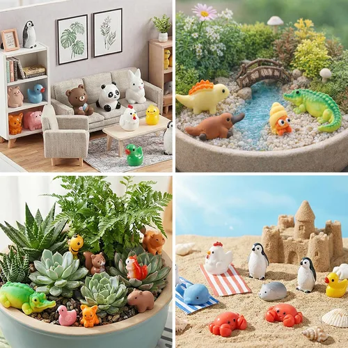 Vista 7 de Prudiut 60 piezas de mini figuras de animales de resina, 60 estilos para Animales multicolores