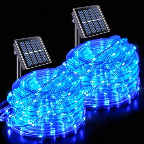 Vista 9 de JMEXSUSS - 100 luces LED solares de cuerda para exteriores, impermeables, 33 pies, luces solares para trampolín con clasificación IP65, 8 modos