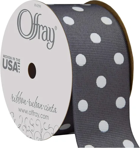 Vista 8 de Offray 945889 Cinta de grogrén de 1.5 pulgadas de ancho, lunares blancos y negros, 3 yardas
