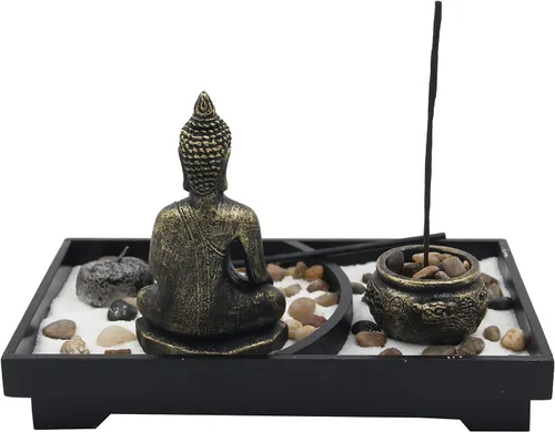 Vista 4 de DharmaObjects Juego de portavelas Buddha Zen Garden Tea Light (Meditation Buddha)