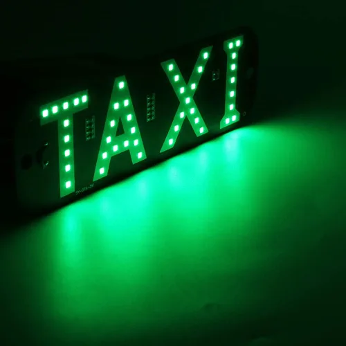 Vista 6 de YSY 1 juego de decoración de letrero LED de taxi, nuevo modelo de taxi con gancho intermitente de taxi intercambiable por USB en la ventana del Verde