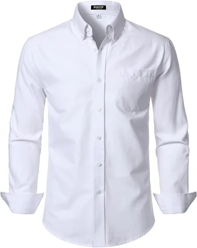 Vista 21 de JEMITOP Camisas de manga larga Oxford ligeras para hombre