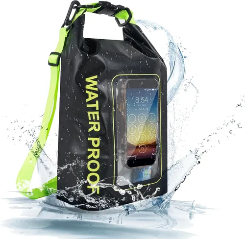 Vista 8 de Bolsa impermeable IP68, 2L - Bolsa impermeable para piscina con tapa enrollable, bolsas secas para kayak impermeables con bolsa para teléfono, bolsa