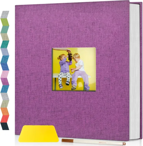 Vista 19 de popotop Álbum de fotos autoadhesivo con ventana de visualización de imágenes, kit de suministros de bricolaje para álbum de recortes de 40 páginas