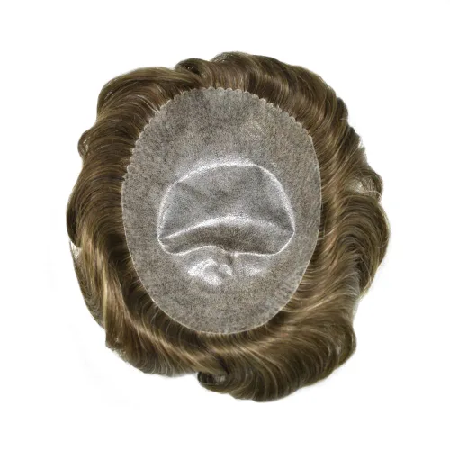 Vista 315 de Toupee para hombre 100% cabello humano real tupé para hombres 0.004 in piel de poliuretano para hombre, sistema de reemplazo de piezas de pelo