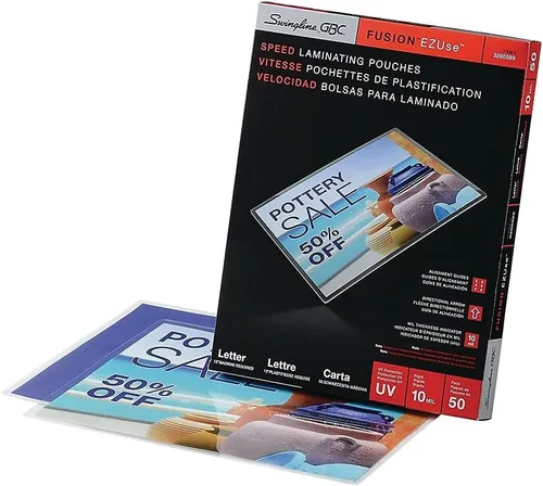 Vista 4 de GBC Hojas de laminación, bolsas de laminación térmica, tamaño carta, 10 mil, formato de velocidad, EZuse, paquete de 50 (3200599)