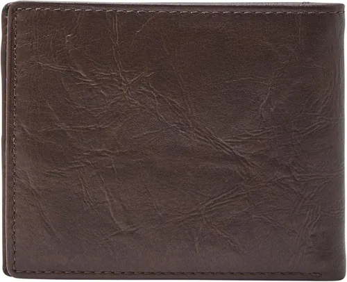 Vista 4 de Fossil Billetera plegable de cuero para hombre con ventana de identificación abatible para hombres, Neel Brown