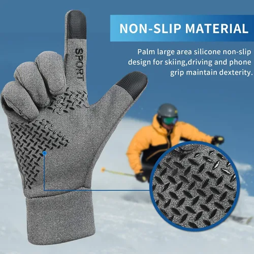 Vista 3 de Guantes de invierno para hombres y mujeres, guantes de pantalla táctil, guantes cálidos para clima frío, guantes de entrenamiento, correr, ciclismo