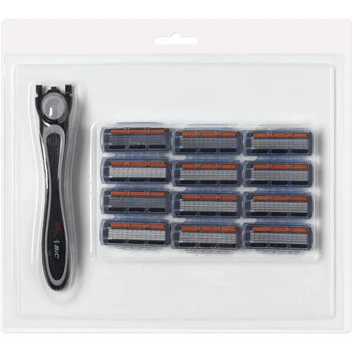 Vista 4 de BIC Flex 4 Sensitive Hybrid - Maquinilla de afeitar desechable de 4 hojas para hombre, 1 mango y 12 cartuchos
