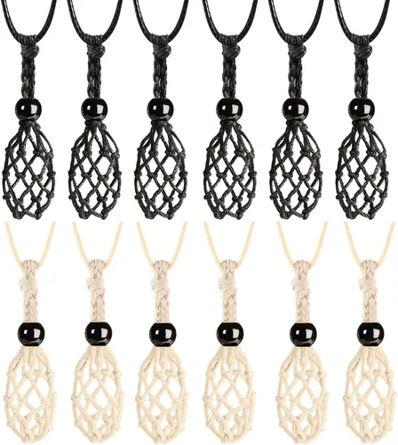 Vista 20 de Weryerker Soporte para collar de jaula de cristal de 12 piezas con cordón de collar de 1.57 pulgadas y cordón ajustable tejido a mano