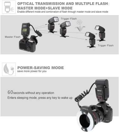 Vista 6 de Meike Macro Ring Lite - Luz de flash para Canon EOS 5D Mark II, 6D, 7D, 70D, 60D, 60Da, 700D, 650D, 600D, 400D, 350D
