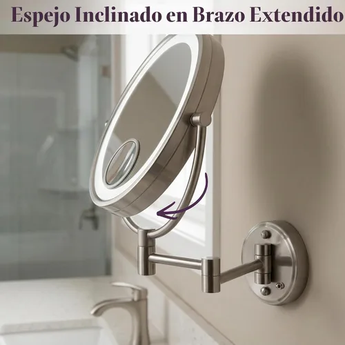 Vista 7 de JERDON Espejo de maquillaje de montaje en pared con cableado - 10X/15X Alambre directo de níquel