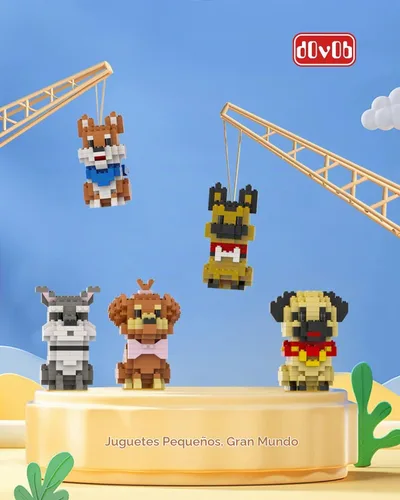 Vista 5 de dOvOb Micro Mini Blocks 8 en 1 juego de perros, 1616 piezas de ladrillos, colección de rompecabezas 3D, juguetes de modelo animal como regalo