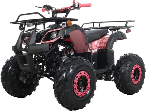 Vista 2 de HHH ATV de 125 cc con gas inverso para jóvenes, niños grandes, ATV Quad 4 ruedas con luces LED y neumáticos grandes y llantas a juego