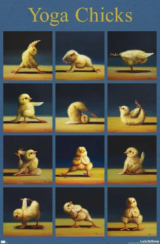 Vista 9 de Trends International Lucia Heffernan Art - Póster de pared de pollitos de yoga, 22.4 pulgadas de largo x 14.7 pulgadas, versión enmarcada en madera