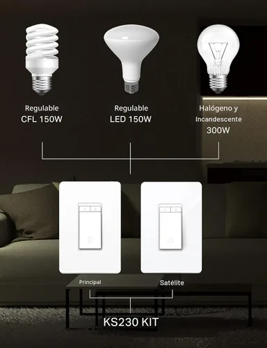 Vista 5 de Kasa Smart Kit de interruptor regulador de 3 vías, interruptor de luz regulable compatible con Alexa, Google Assistant y SmartThings, requiere cable