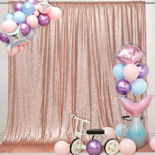Vista 58 de PartyDelight Cortinas de Fondo de Lentejuelas 2 Paneles Negro 5 Pies x 10 Pies Telón de Fondo para Fotografía Cortina de Boda Eventos Especiales