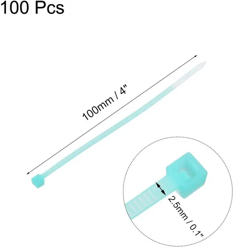 Vista 2 de uxcell Bridas para cables de nailon con cierre automático de 4 pulgadas, color azul cielo, 100