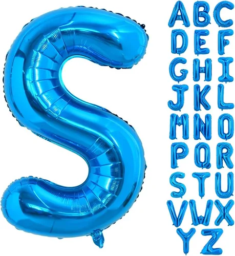 Vista 26 de Globos TONIFUL de 40 pulgadas, grandes, azules, con letras B gigantes, globos de alfabeto de papel de aluminio, mylar, grandes globos