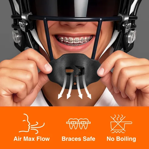 Vista 2 de SLEEFS Protector Bucal de Fútbol - Protector Bucal para Adultos/Jóvenes con Correa - Protector de Labios/Dientes - Sin Hervir - para Negro