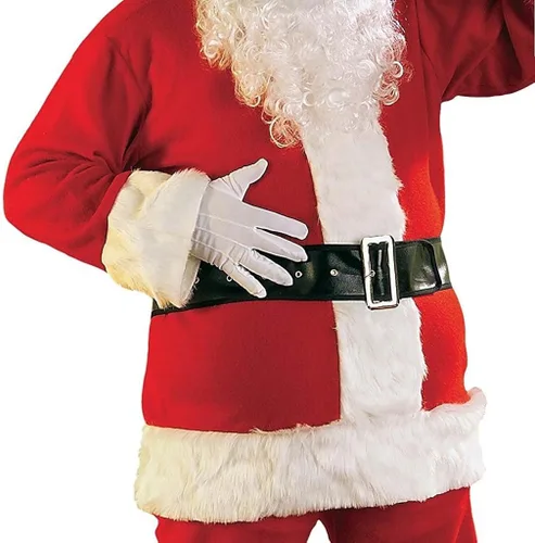 Vista 2 de Rubie's Traje de Papá Noel de franela rojo brillante con guantes, Multi