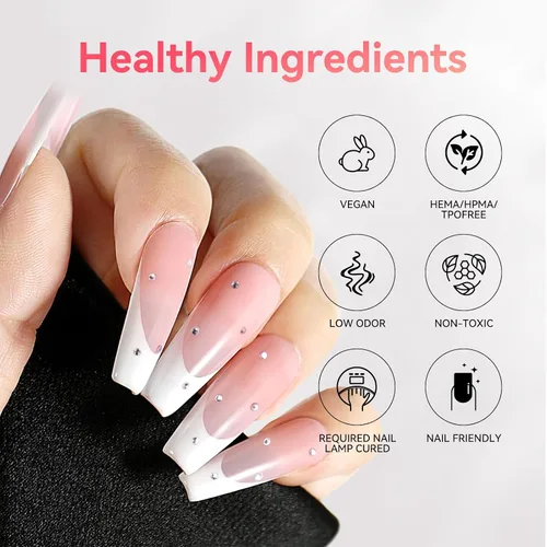 Vista 2 de SAVILAND Esmalte de uñas de gel francés: 1 unidad de 0.3 fl oz de esmalte de gel blanco Easy French Smile Line en 5s Herramienta de uñas de punta