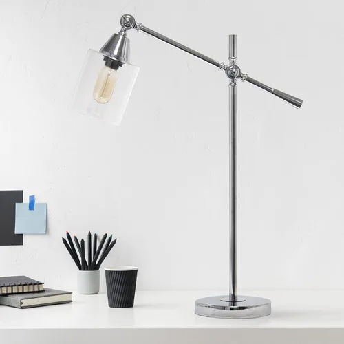 Vista 4 de Elegant Designs LD1030-CHR - Lámpara de mesa moderna con brazo inclinable industrial de 28 pulgadas, cromada