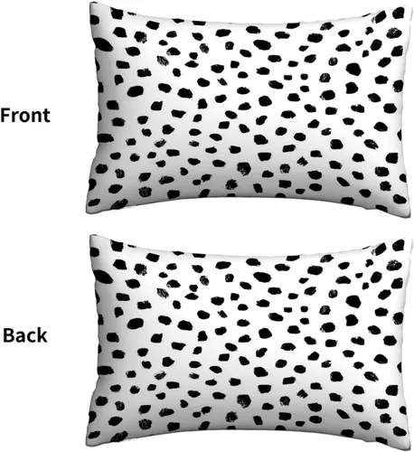 Vista 2 de Mugod Funda de cojín con diseño de lunares negros, sin costuras, para cama, sofá, oficina, 20 x 30 pulgadas