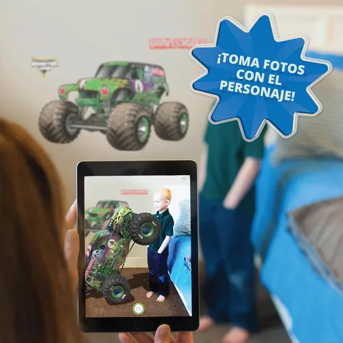 Vista 5 de Wall Palz Monster Jam - Calcomanías de pared de 23 pulgadas con interacción de realidad aumentada 3D, decoraciones de pared para despegar y pegar