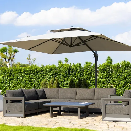 Vista 34 de PURPLE LEAF Sombrilla de Patio Voladiza de 10' x 13' para Exteriores con Base de 330 libras, Sombrilla Rectangular Grande Resistente al Viento