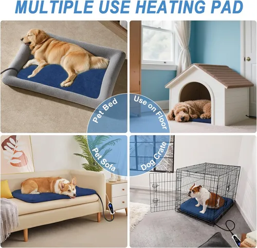 Vista 9 de Bestio Almohadilla térmica para gatos, cama térmica para perros de 22 × 18 pulgadas, adecuada para mascotas medianas y pequeñas, termostato