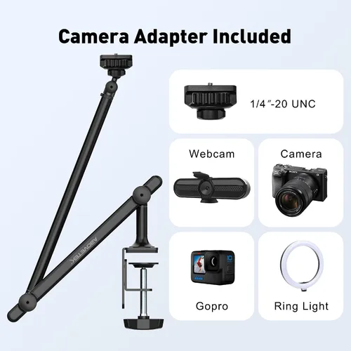 Vista 9 de AboveTEK Soporte para Tablet para Escritorio y Cama, Brazo de Aluminio para iPad con Abrazadera Giratoria de 360°, Soporte para Teléfono Ajustable