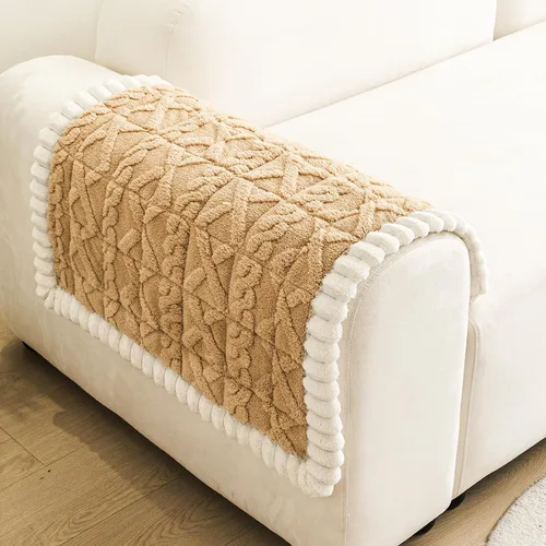 Vista 12 de Fundas de Reposabrazos de Sofá Antideslizantes, Funda Lavable de Respaldo de Sillón Suave, Fundas Gruesas y Peludas para Reposabrazos de Sofá