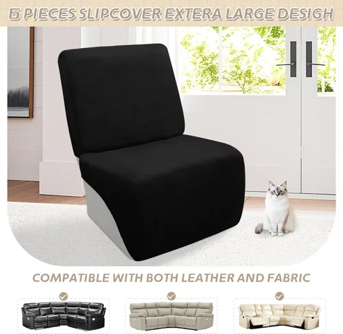 Vista 113 de Arfntevss Fundas de sofá seccional reclinable de terciopelo, Funda de sofá seccional de esquina para sofá reclinable, Funda elástica suave