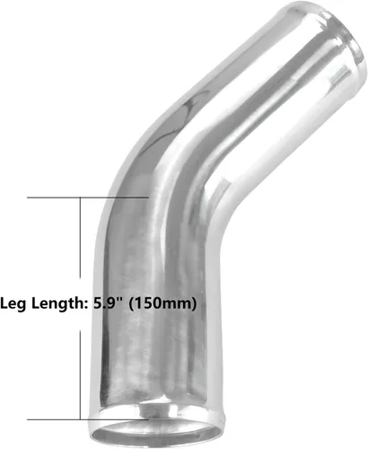 Vista 3 de Ucreative Tubo de aleación de aluminio de 45 grados, tubo intercooler, tubo de entrada de aire, tono plateado para coche, OD: 3.0 pulgadas (76 mm)
